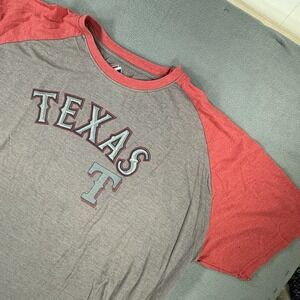 Texas Rangers Mens Big & Tall 5XL Gray Red Sleeves‎ MLB Majestic